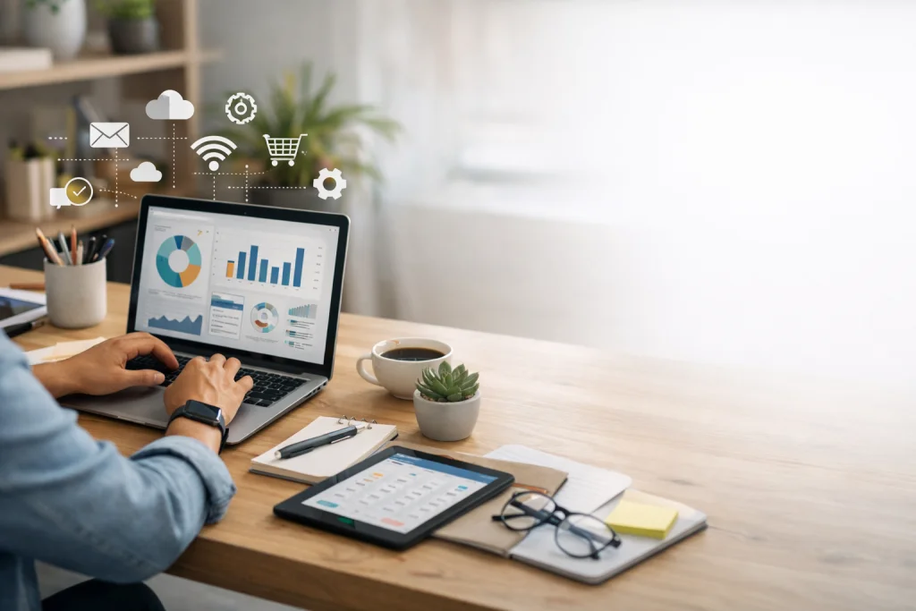 Image réaliste générée avec GPT Image 1.5 pour illustrer la transformation numérique des petites entreprises