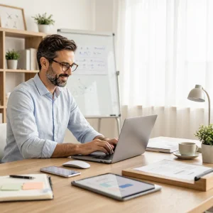 Image réaliste générée avec MAI-Image-2.5 pour illustrer la transformation numérique des petites entreprises